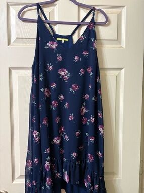 Gianni Bini Womens Navy Floral  Dress with Spaghetti Straps